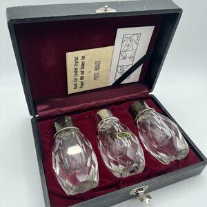Vintage Post House Hand Cut Lead Crystal Salt Pepper Shaker & Pepper Set Japan